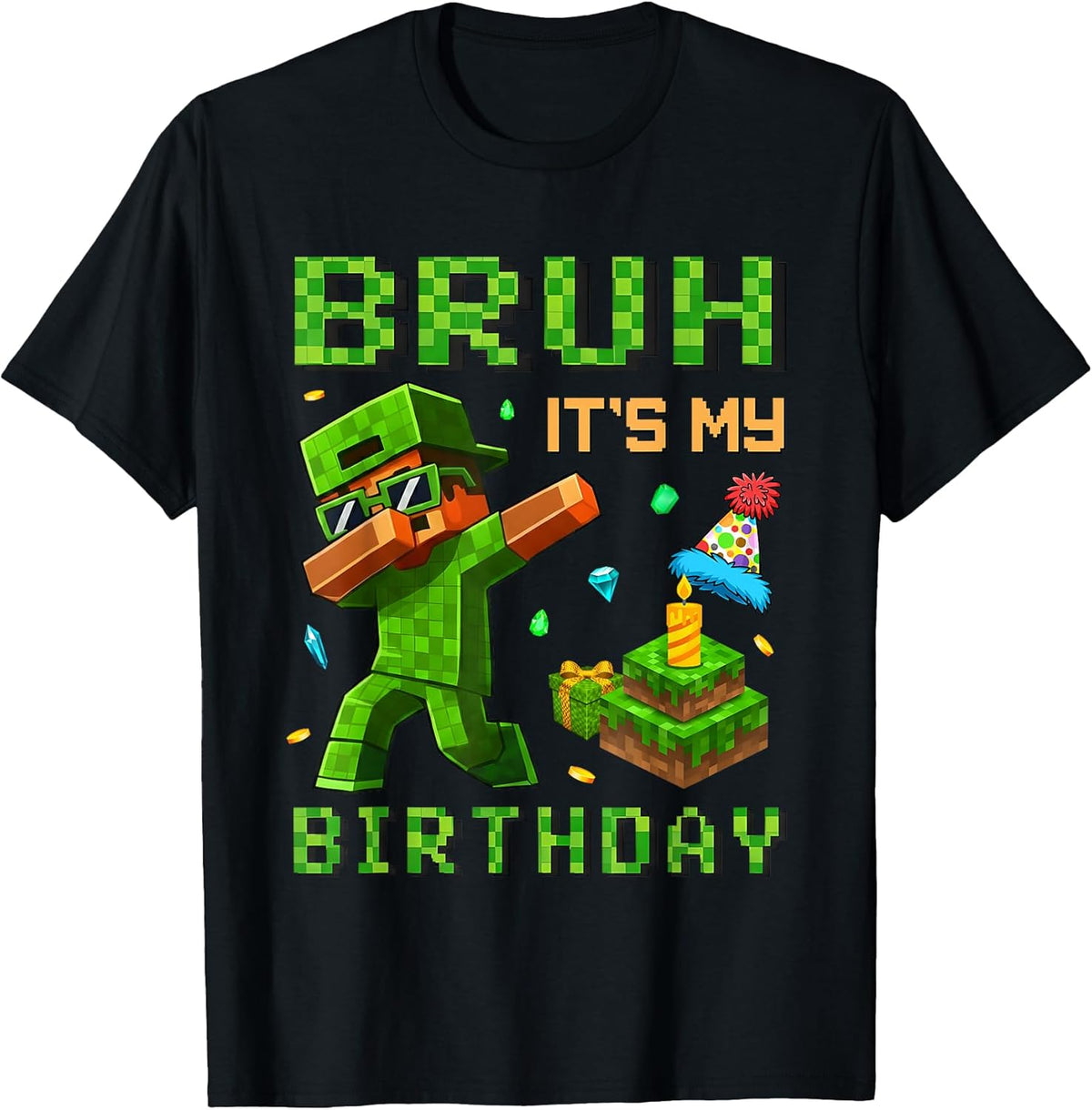 Bruh It's My Birthday Pixel Gamer Birthday Tee for Boys Kids T-Shirt