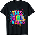 This Girl Glows Colorful 90s 80s Rainbow Colors T-Shirt
