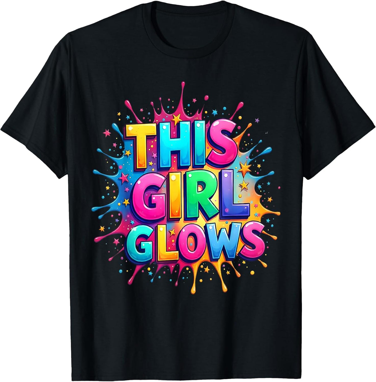 This Girl Glows Colorful 90s 80s Rainbow Colors T-Shirt