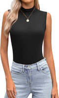 Womens Mock Turtleneck Tank Tops 2026 Slim Fitted Sleeveless Top Stretchy Basic Casual Layer Tee Shirts