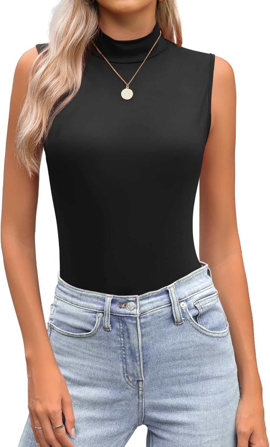 Womens Mock Turtleneck Tank Tops 2026 Slim Fitted Sleeveless Top Stretchy Basic Casual Layer Tee Shirts