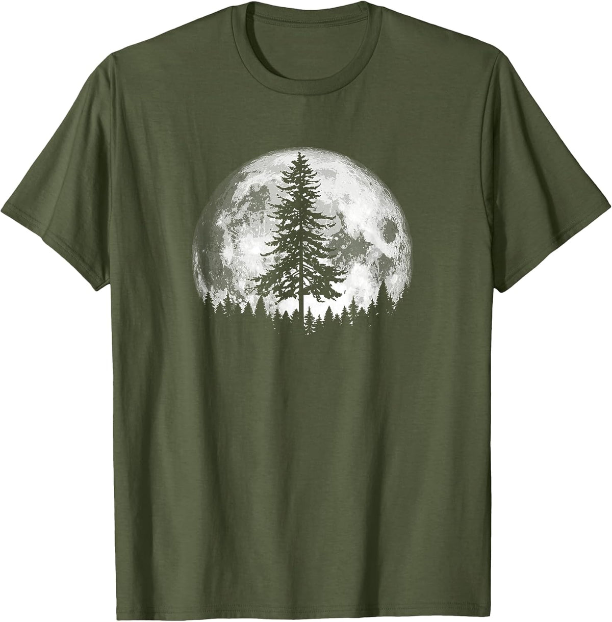 Retro Full Moon & Minimalist Pine Tree Vintage Graphic T-Shirt