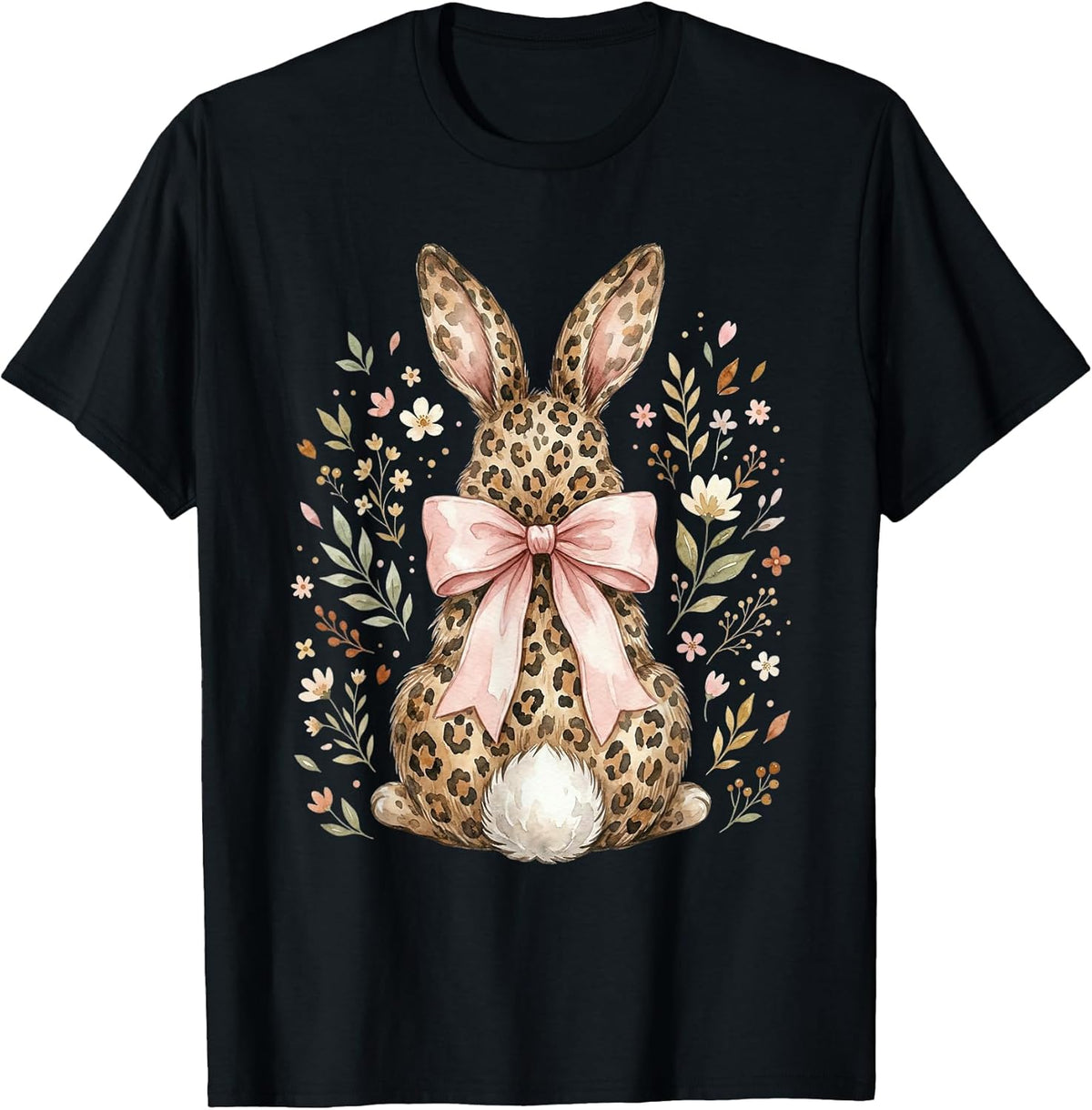 Happy Easter Leopard Bunny Rabbit Coquette Bow Aesthetic T-Shirt
