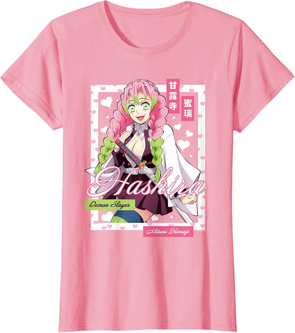 Kimetsu no Yaiba Mitsuri Kanroji Pink Heart T-Shirt