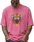 Street Graphic Shirts for Men Solid 100% Cotton Acid Washed Mens Oversized Summer Gym Apparel