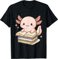 Cute Axolotl Reading Books Shirt Kawaii Axolotl Lover T-Shirt