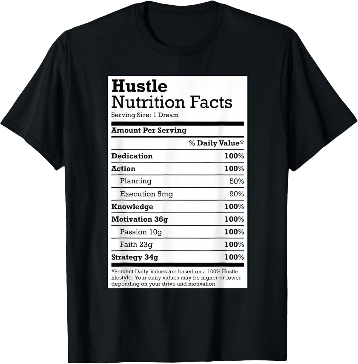 Hustle Nutrition Facts Christmas Birthday Gift Rap Urban Tee T-Shirt
