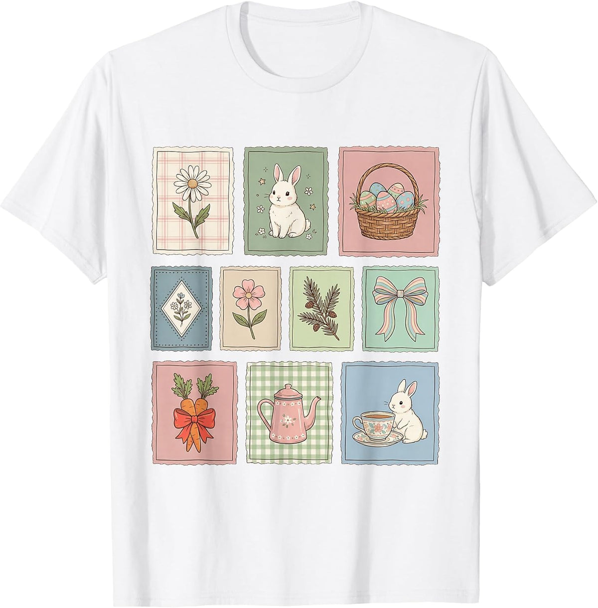Vintage Cottagecore Bunny Floral Easter Aesthetic T-Shirt