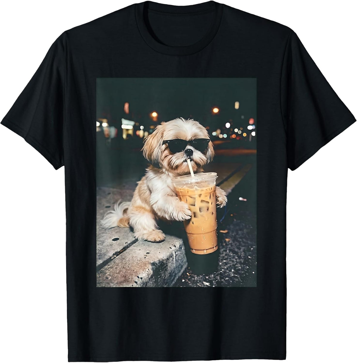 Shih Tzu Drinking Iced Coffee Funny Pet Lifestyle