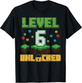 Level 6 Unlocked Pixel Gamer 6th Birthday Gaming Boys Kids T-Shirt