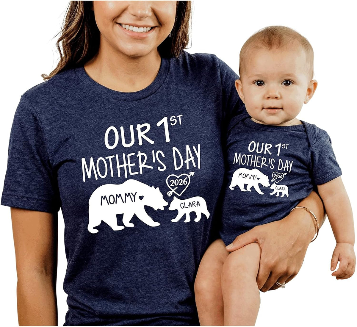 Personalized Mom Baby Matching Outfits Mothers Day 2026, Our First Mothers Day Matching Shirts, Gifts for New Mom