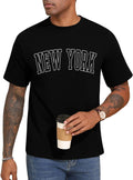 Mens T Shirts New York Letter Graphic Print Short Sleeve Summer Top 100% Cotton Casual Tees for Men