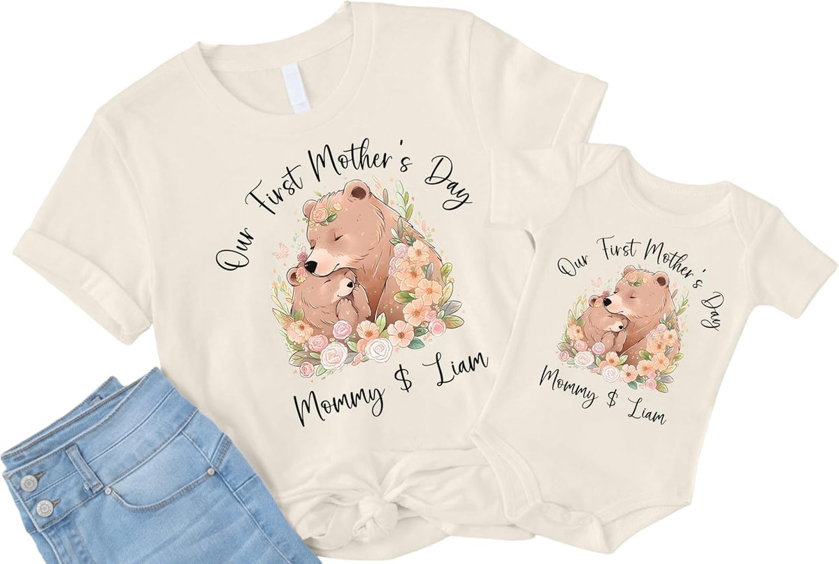 Personalized Our First Mothers Day Matching Shirts, Custom Mom and Baby Matching Outfits, 1st Mothers Day 2026 Gifts