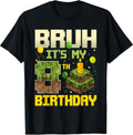 Bruh It's My 8th Birthday Game Pixel Funny Birthday Boy T-Shirt