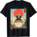 Japanese Ninja Cat and Frog Retro Anime Style Graphic T-Shirt