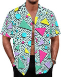 80s 90s Hawaiian Shirts for Men Vintage Button Down Short Sleeve Shirt, 80s Outfit Party Disco Beach Shirts