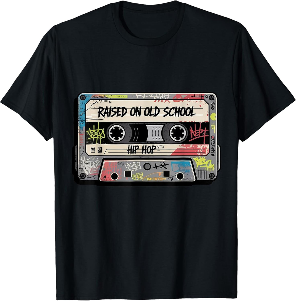 Raised On Oldschool Hip Hop Music Graffiti Art Cassette Tape T-Shirt
