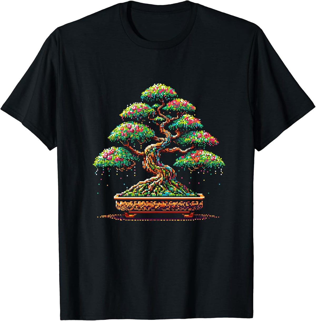 Cool Bonsai Tree Japanese Pixel Art Style Gardening Zen T-Shirt