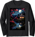 Zen Japanese Garden Peaceful Retro Pixel Art Long Sleeve T-Shirt