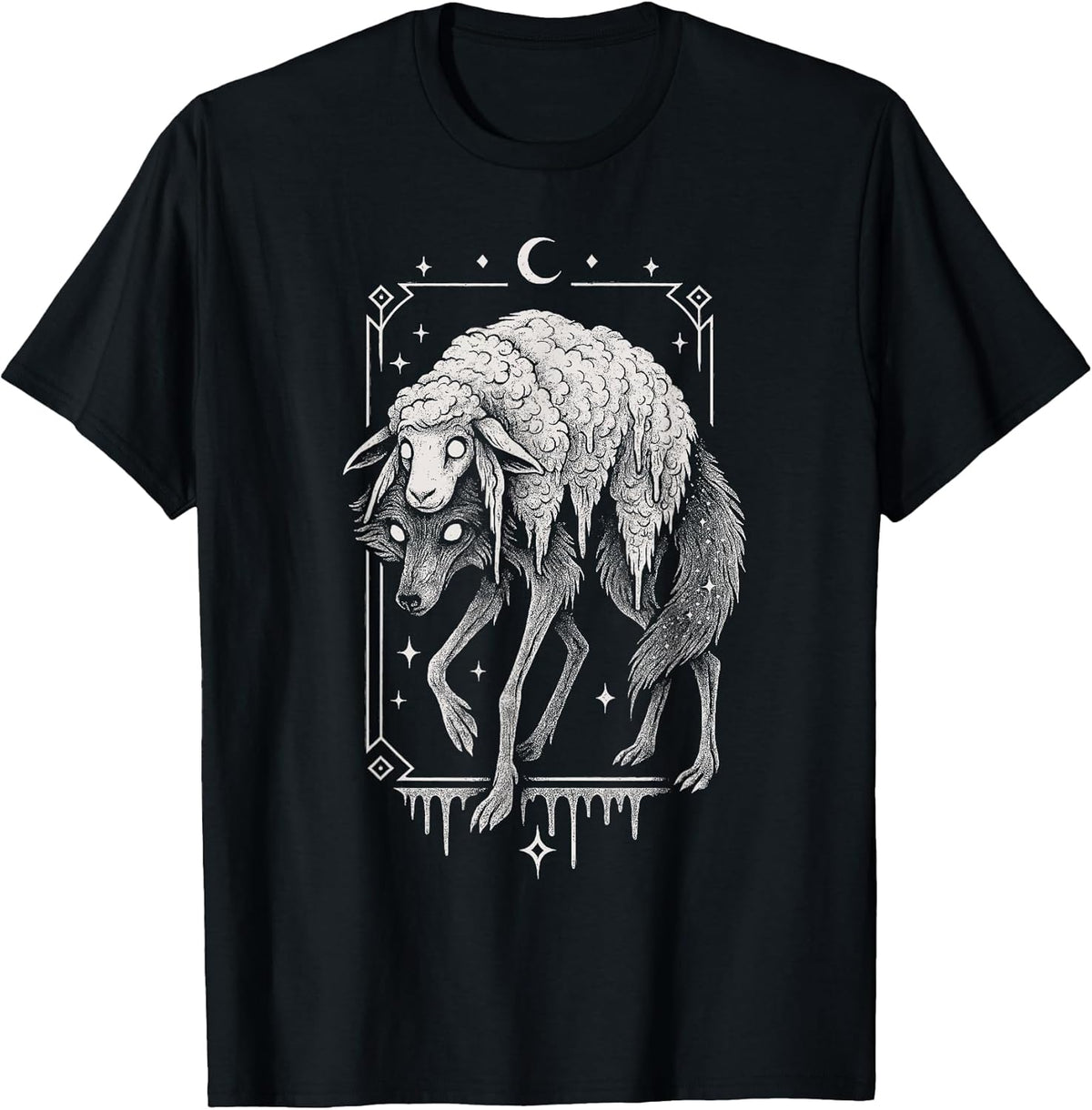 Wolf Sheep Horror Creepy Folklore Scary Goth Alt Aesthetic T-Shirt