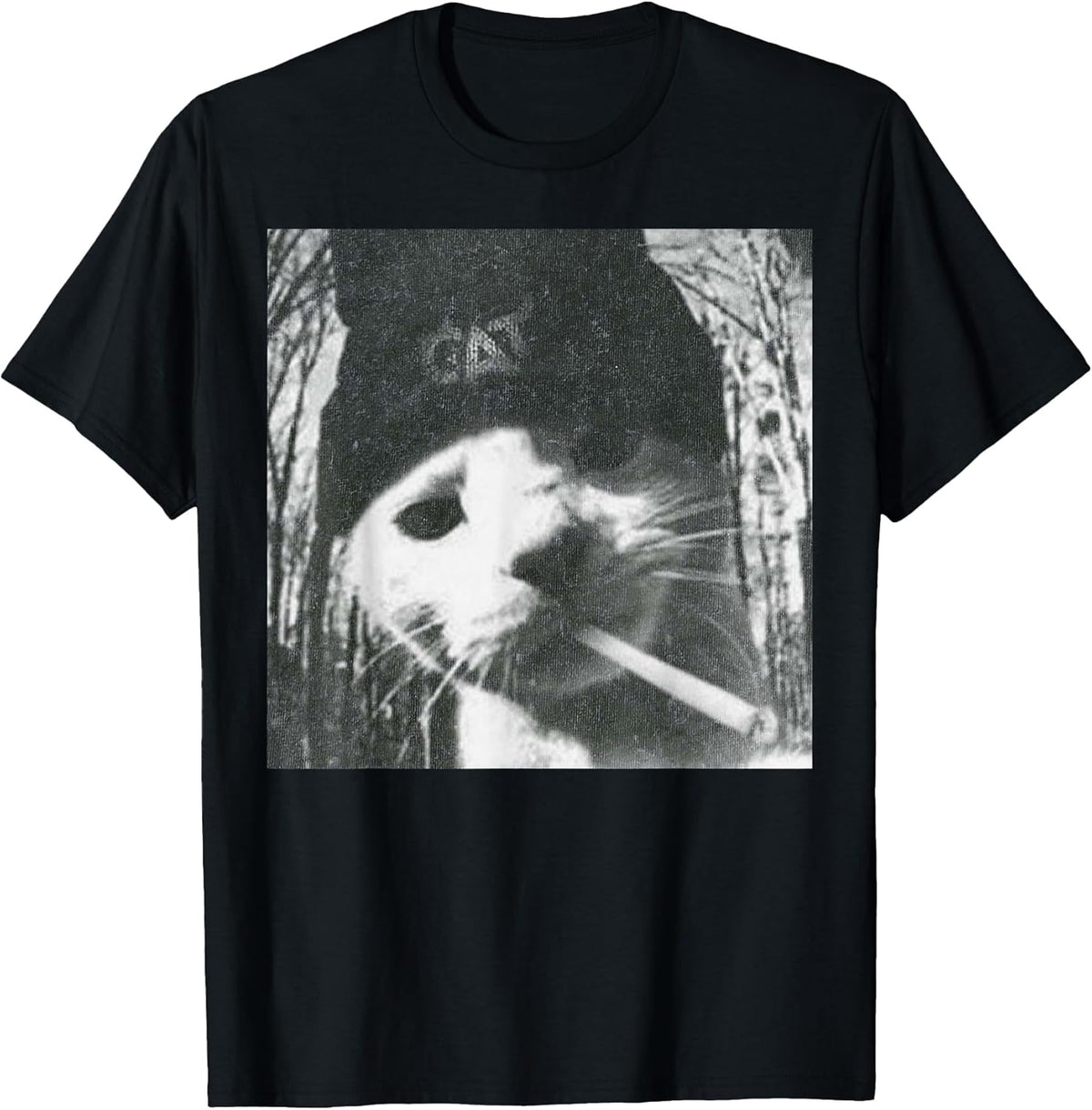 Smoking Cat Beanie Meme Grunge Aesthetic Funny T-Shirt