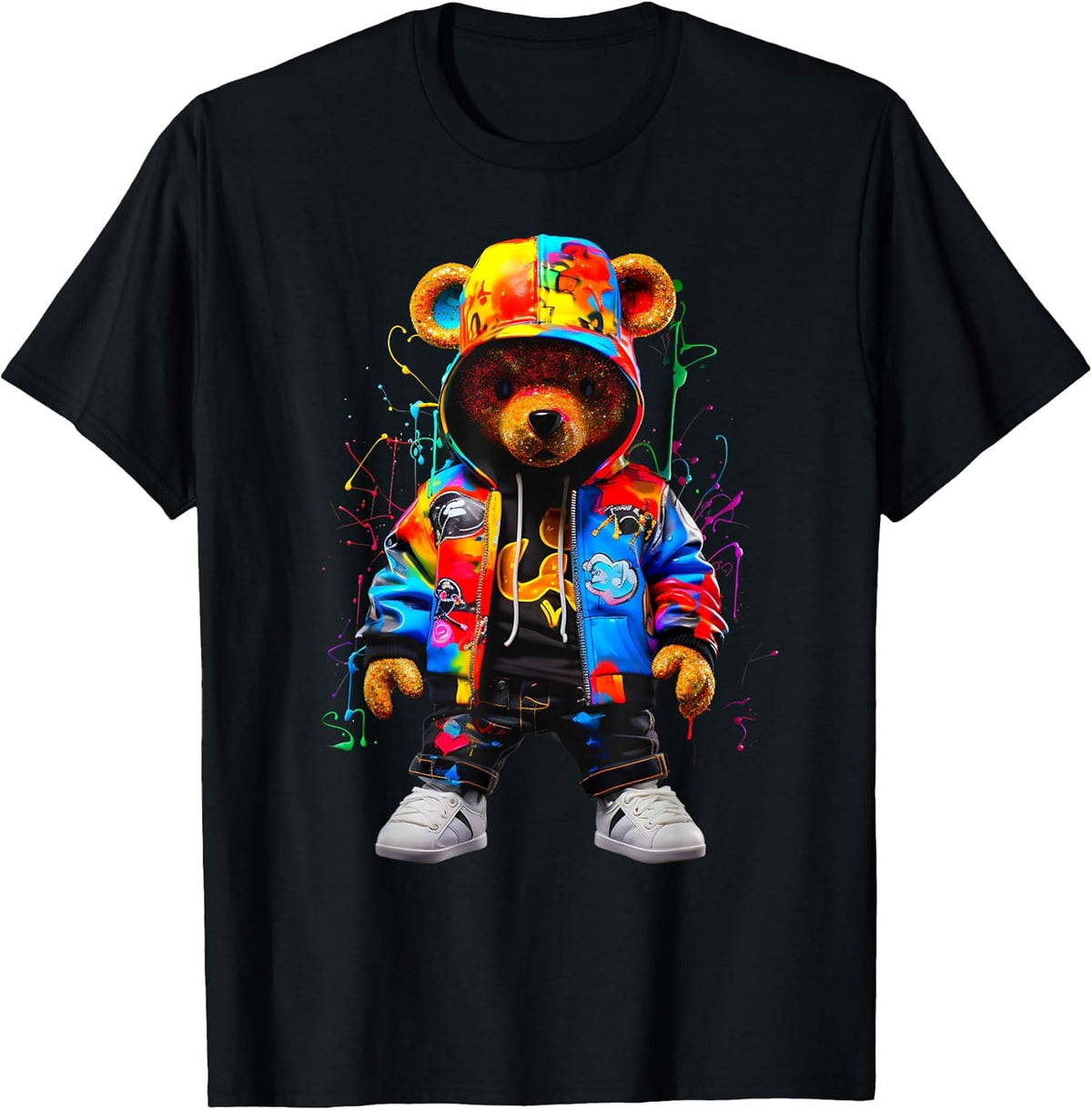 Hip-Hop Teddy-Bear Colorful Teddybear with Graphic T-Shirt
