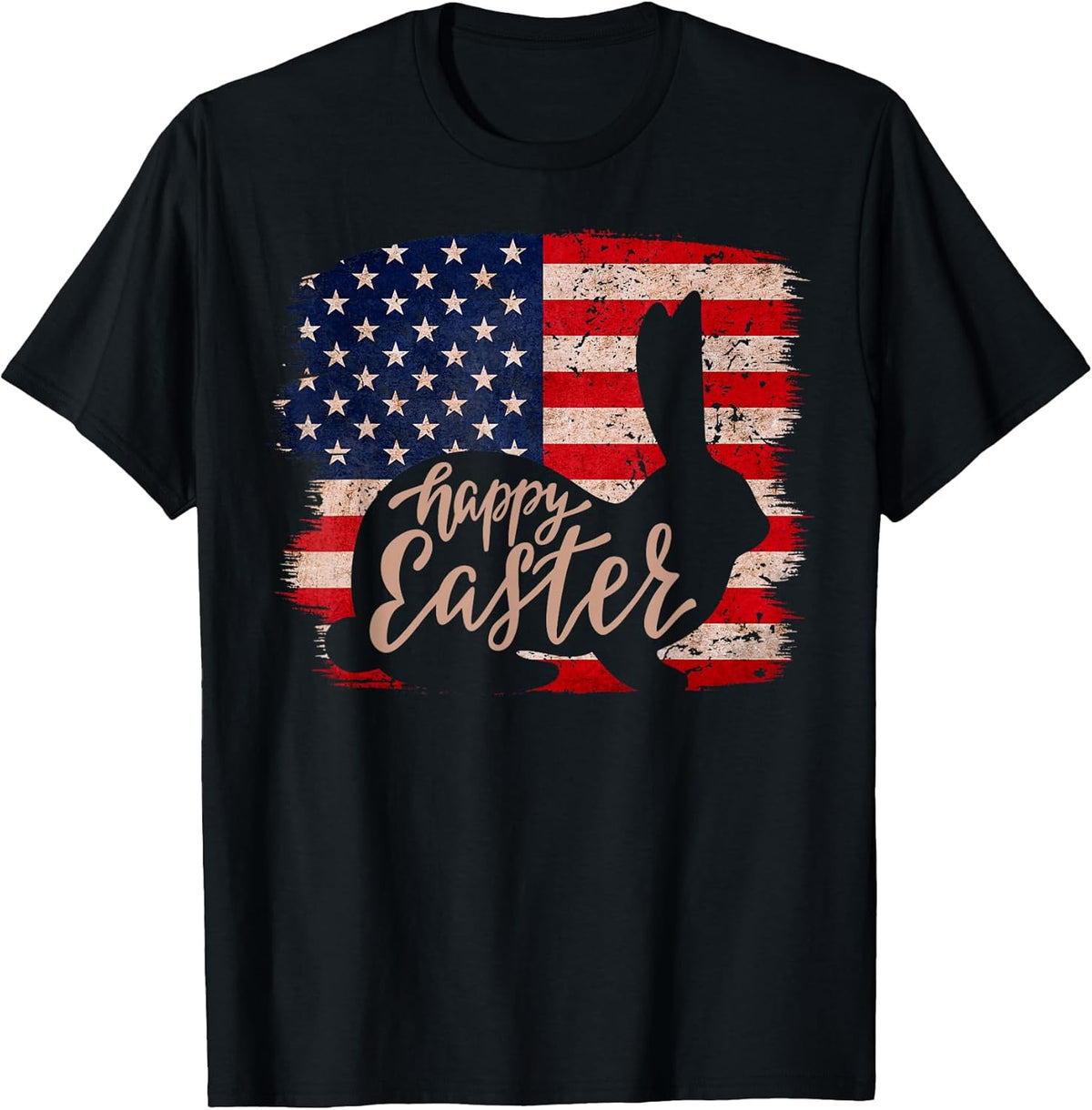 Happy Easter Patriotic Easter Bunny Vintage Easter Flag 2026 T-Shirt