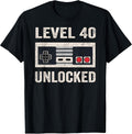 Level 40 Unlocked Video Gamer 40th Birthday Gift T-Shirt