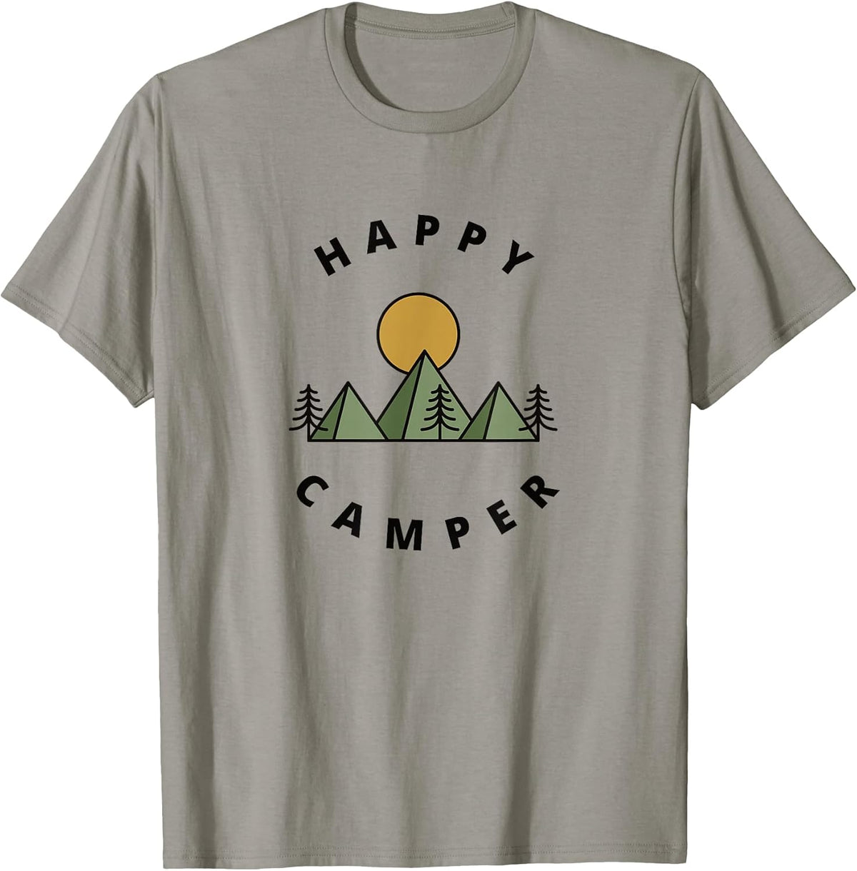 Happy Camper Camping Camp Forest Mountains Minimalist Mens T-Shirt