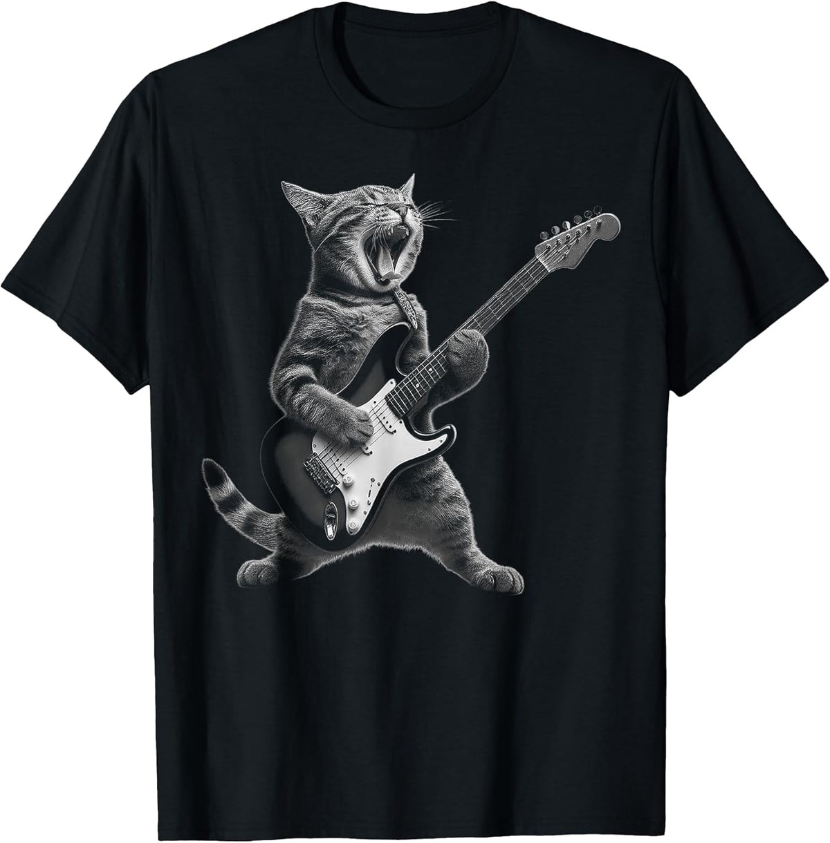 Funny Cat Playing Guitar Rock and Roll Gifts Men Women Kid T-Shirt