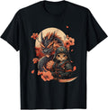 Vintage Japanese Samurai Ninja Cat Tattoo Kawaii Men Women Girls Kids T-Shirt