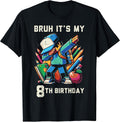 Bruh Its My 8th Birthday Pixel Dab 8 Bday Gamer Boys Kids T-Shirt