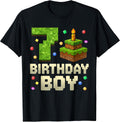 7th Birthday Boy Shirt Pixel Number Gamer