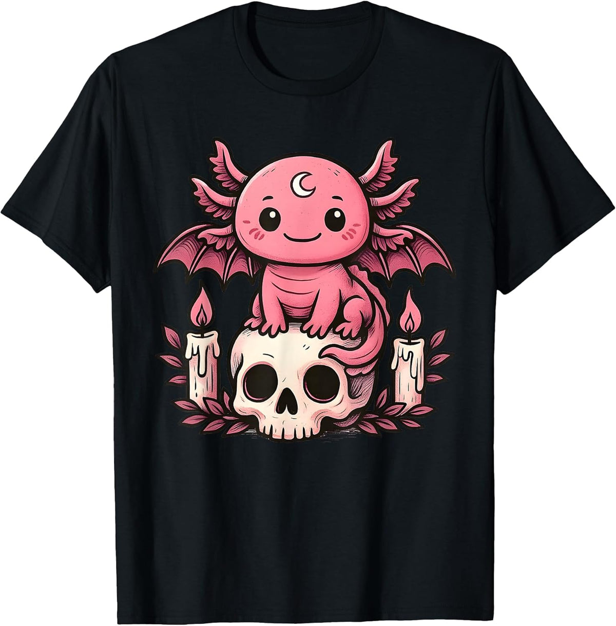 Kawaii Pastel Goth Cute Creepy Axolotl Bat Skeleton Axolotl T-Shirt