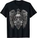 Funny Y2K Grunge Aesthetic Wings Alt Goth Skull Cross Gothic T-Shirt