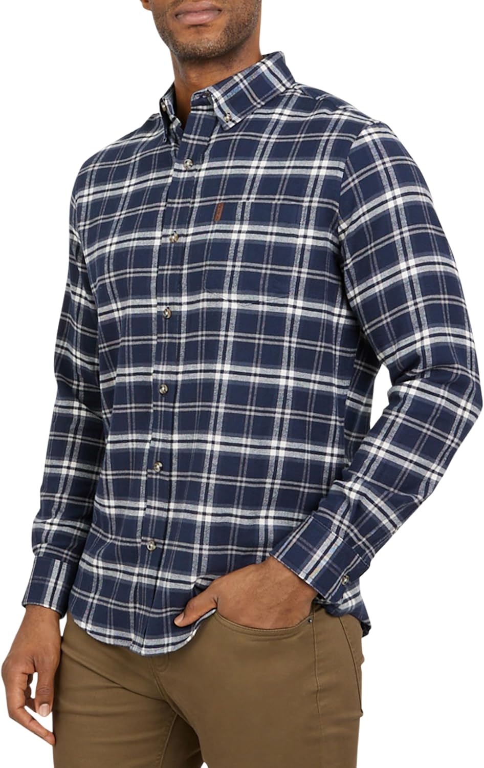 Men's Classic Fit Long Sleeve Button Down Stretch Flannel Casual Woven Shirt (S-2XL)