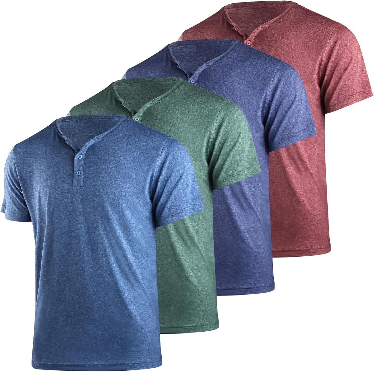 Mens T-Shirts Henley Shirts,Multipack Henley Short Sleeve Shirts,3 Button Tees Multi Color,Classic Casual T Pack