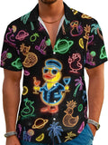 Funny Neon Hawaiian Shirt for Men Button Down Tropical Beach Aloha Shirt Summer Holiday Glow Party Outfits
