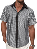 70s 80s Disco Outfits Shirt for Men-Vintage Metallic Button Up Party Shirts