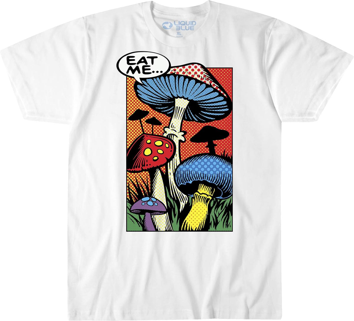 Unisex Adult Eat Me Pop Art Mushrooms T-Shirt