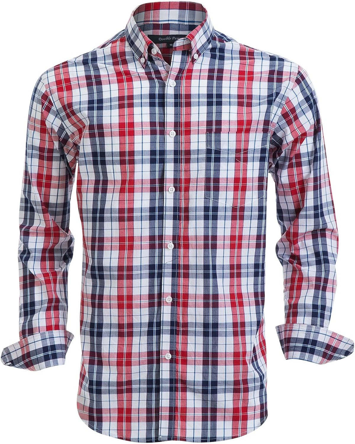 Mens Button Down Shirts Cotton Long Sleeve Shirts Regular Fit
