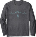 Bigfoot Heartbeat Sasquatch Squatch Minimalist Mountains Tee Long Sleeve T-Shirt