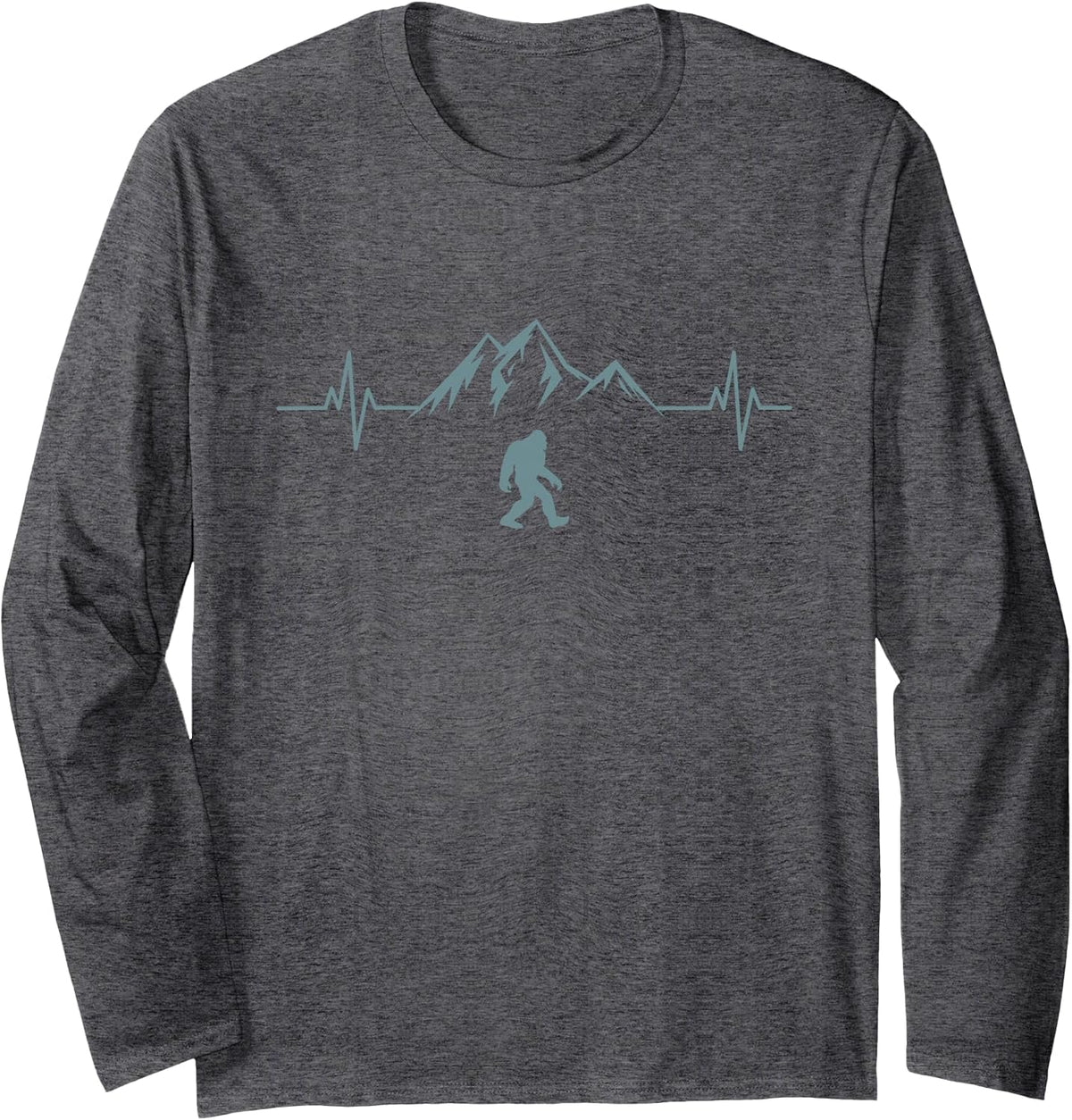 Bigfoot Heartbeat Sasquatch Squatch Minimalist Mountains Tee Long Sleeve T-Shirt