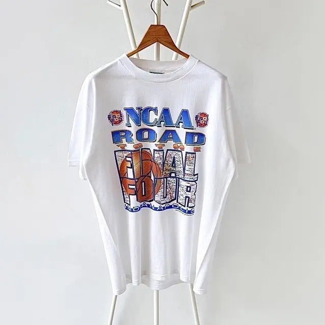 90s NCAA Road Final Four Basketball NCAA Shirt Cotton Menswear T-Shirts