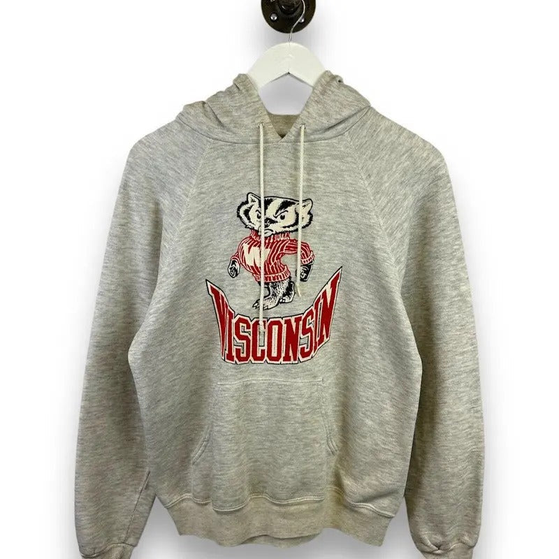 Vintage 80s 90s Wisconsin Badgers NCAA Lee Hooded Collegiate Sz Large T-Shirts