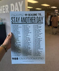 99 Reasons Stay Another Day Mental Health Awareness Baby Blue Poster T-Shirts