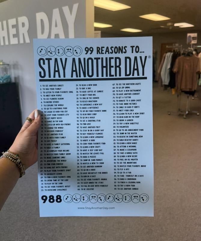 99 Reasons Stay Another Day Mental Health Awareness Baby Blue Poster T-Shirts