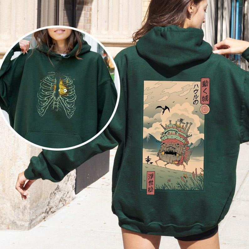 Heart'S Heavy Burden 2 Sided No Text Howls Moving Castle Shirt Studio Ghibli Anime T-Shirts
