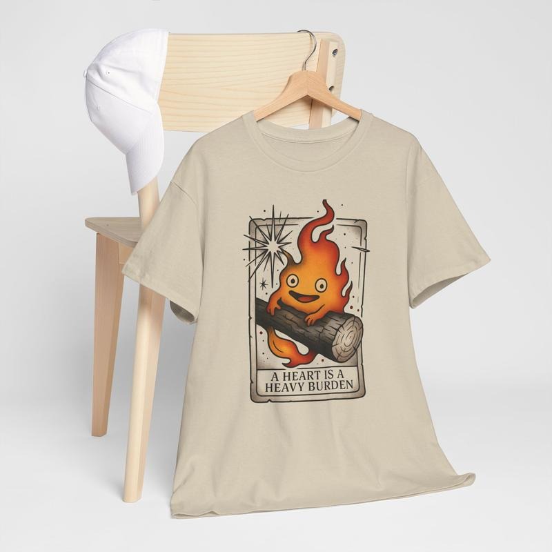 Heart'S Heavy Burden Howls Moving Castle Shirt Calcifer Shirt Sophie Howl Shirt Studio Ghibli Hayao Miyazaki Anime T-Shirts