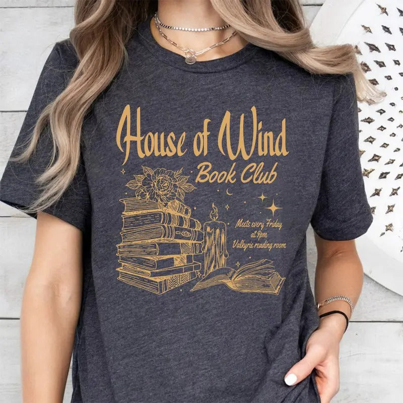 ACOTAR House Wind Book Club Shirt Night Court Velaris House Wind Library Sarah J Maas Throne Glass Valkyrie Reading Room SJM T-Shirts
